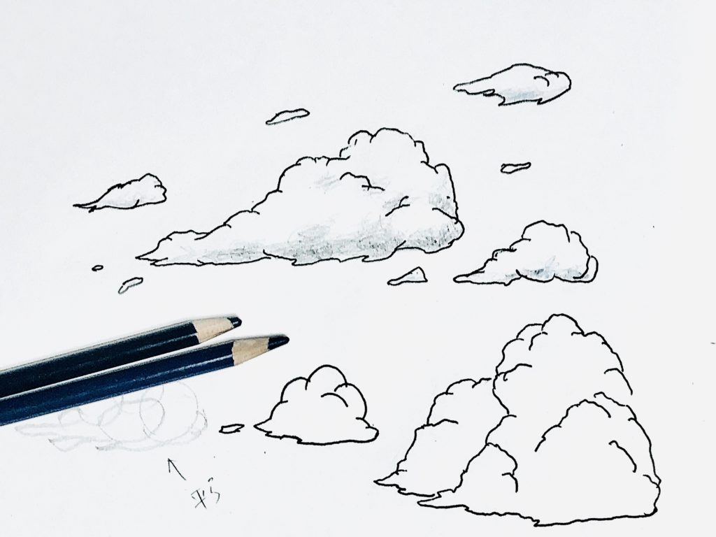 絵 絵画 鉛筆画 デッサン 雲 風景画 空 プレゼント 母の日 【激安大