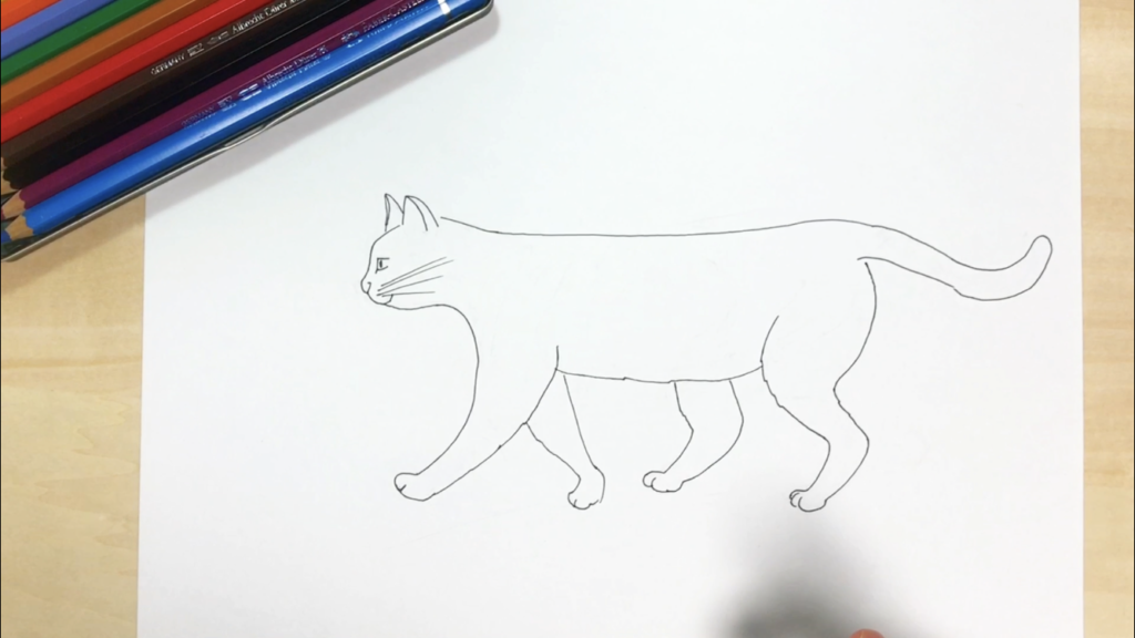 猫の簡単な手描きイラストの描き方！【水彩色鉛筆とペン】 | アートと日常