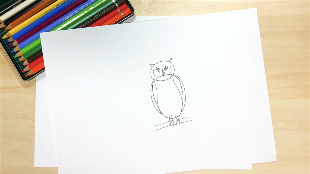 フクロウの簡単なイラストの描き方